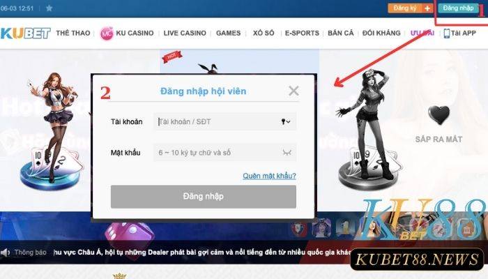 Đăng nhập Kubet88 đơn giản